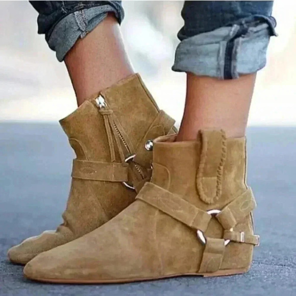 Isabel Marant Etoile Womens Ralph Gaucho Tan Leather Booties 38 - Picture 1 of 16